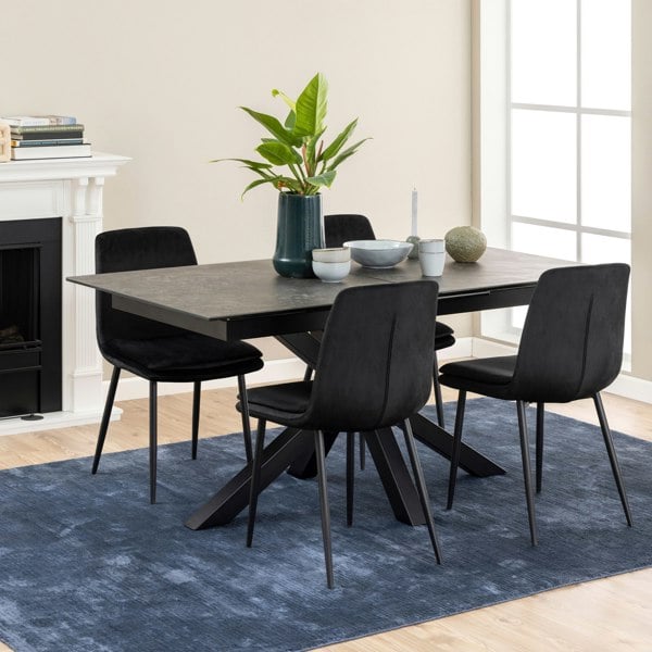 Furniture To Go Heaven Extendable Dining Table with Ceramic Black Top 168cm