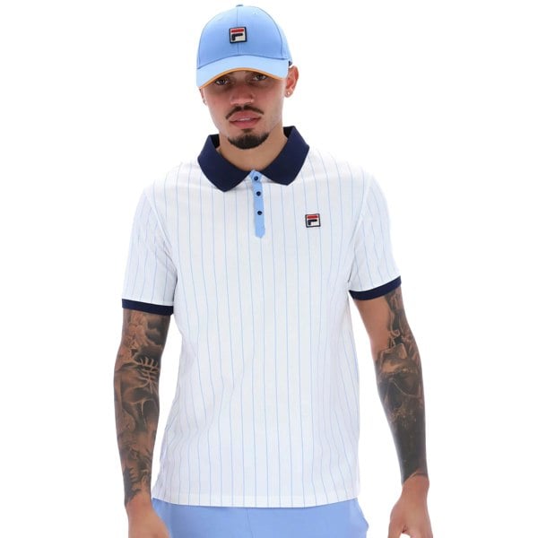 Fila BB1 Classic Striped Polo Shirt White/Fila Navy/Vista Blue