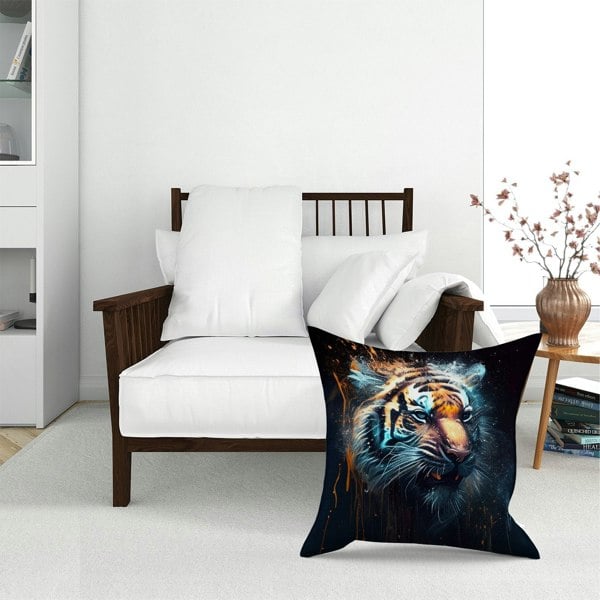 Warren Reed Tiger Face Splashart Dark Background Floor Cushion