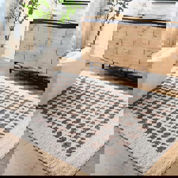 Livabliss Fossay Shag-Washable Beige Brown Modern High Pile Rug