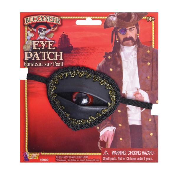 Bristol Novelty Unisex Adults Buccaneer Eye Patch With Eye - Black/Gold - 