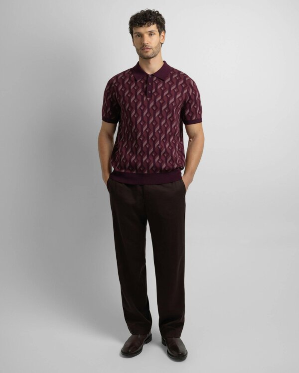 Steel & Jelly Rickman - Oval Chain Geometric Jacquard Knitted Polo Shirt