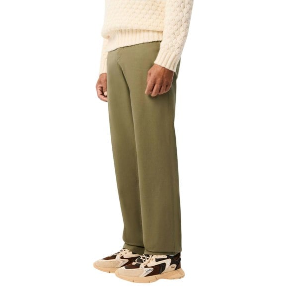 Lacoste Mens Cotton Twill Straight Chinos - Khaki Green