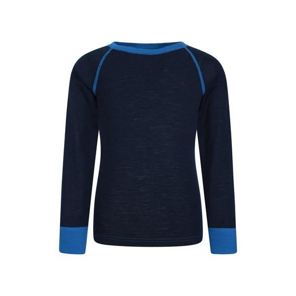 Mountain Warehouse Childrens/Kids Merino II Contrast Round Neck Base Layer Top - Blue - 