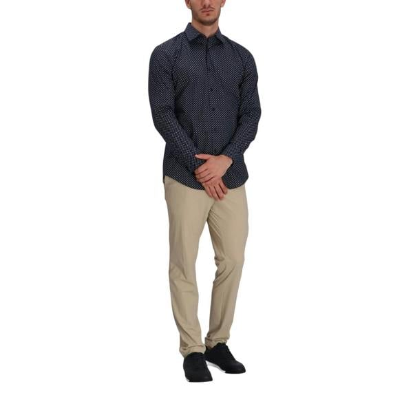 Boss Mens Polka Dot Regular Long-Sleeved Shirt - Dark Blue - 