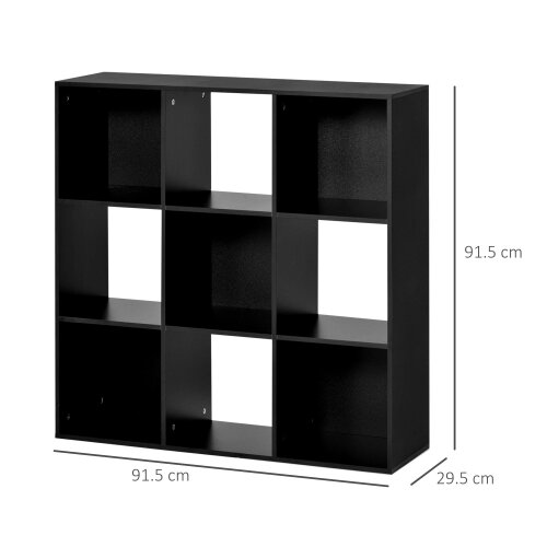 Wyld Haus Remamo Wood Black 3 Tier 9 Cube Storage Bookcase