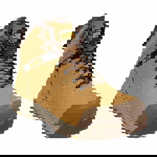 DeWalt Summit Mens Lace Up Safety Work Steel Toe/Midsole S3 Ankle Boots, brown work boots with leather upper, padded ankle collar, and rugged rubber outsole for safety and durability.