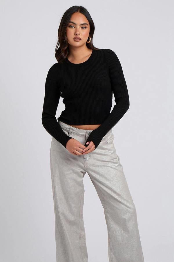Urban Bliss Black Cut Out Back Wrap Jumper