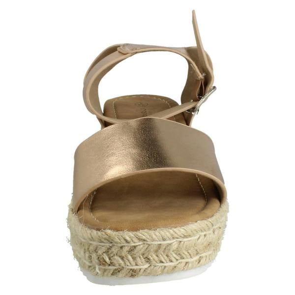 Savannah Ladies Savannah Buckle Fastening Ankle Strap Wedge Sandals F12095