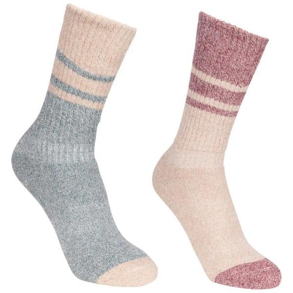 Trespass Womens/Ladies Hadley Hiking Boot Socks (2 Pairs) - Spruce Green/Oatmeal - 