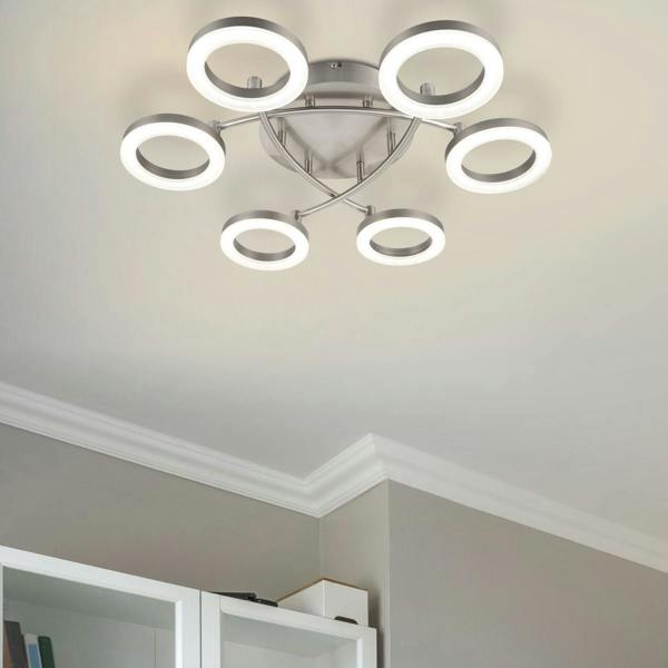 COSYLYTE Juni 6 Ring Integrated LED Ceiling Flush Light - Matt Nickel