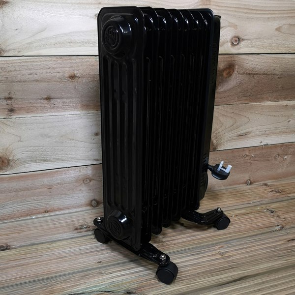 Samuel Alexander 1500w 1.5kw 7 Fin Slim Line Black Oil Filled Radiator Heater