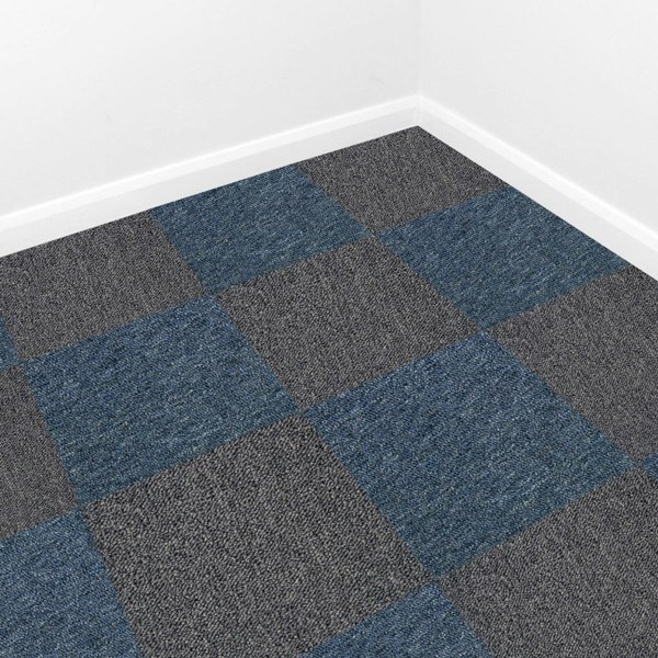 40 x Carpet Tiles 10m2 - Storm Blue & Charcoal Black