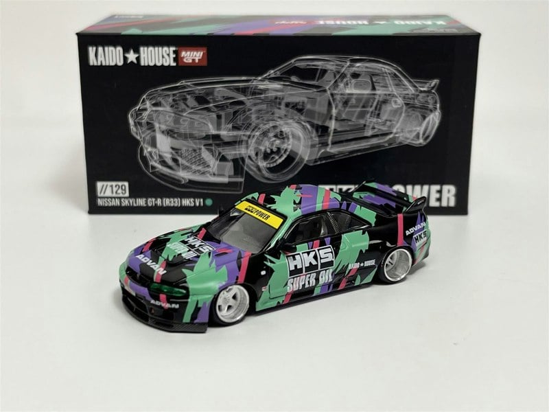 Mini GT Nissan Skyline GTR R33 HKS V1 1:64 Scale Kaido House Mini GT MGTKHMG129