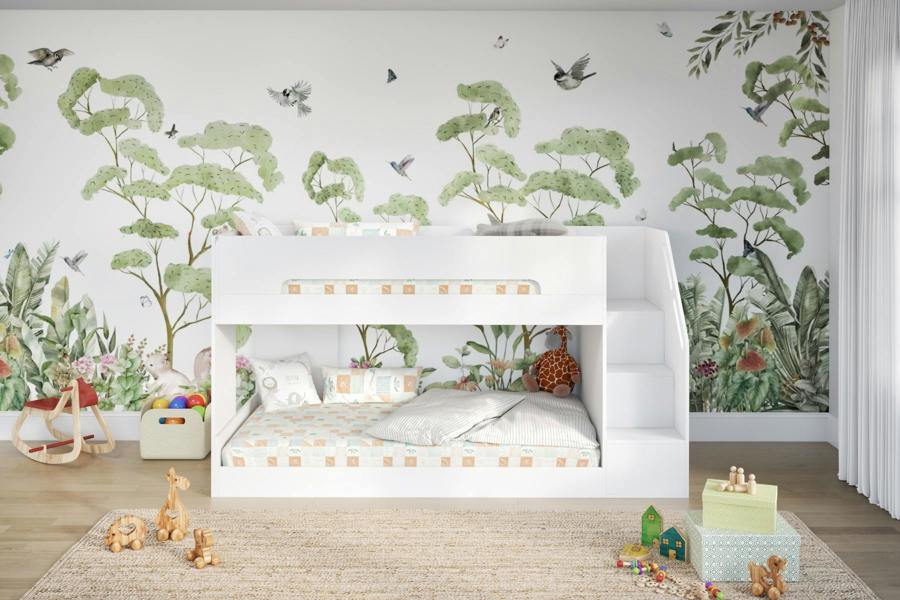 Flair Deimo Staircase Low Bunk Bed White