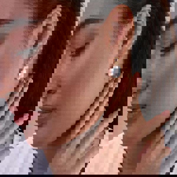 270E031102925 Modern Baroque Pearl & Moonstone Drop Earrings in Rose Gold Plated Silver 3