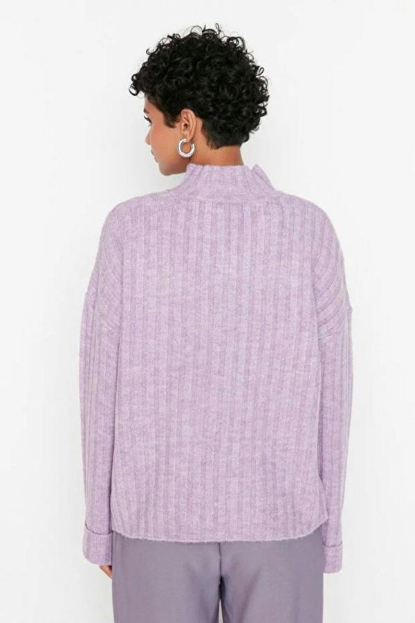 Hoxton Gal Oversized Soft-Textured High Neck Knit Top