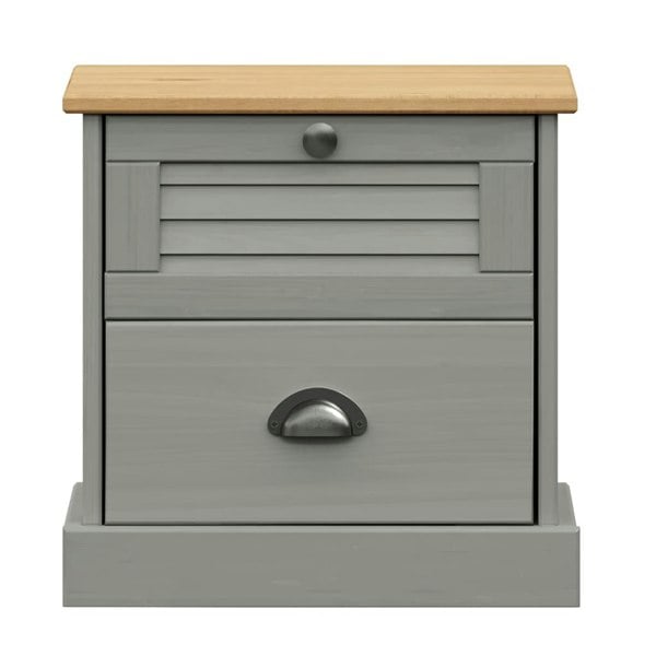 Berkfield Bedside Cabinet VIGO Grey 42x35x40 cm Solid Wood Pine