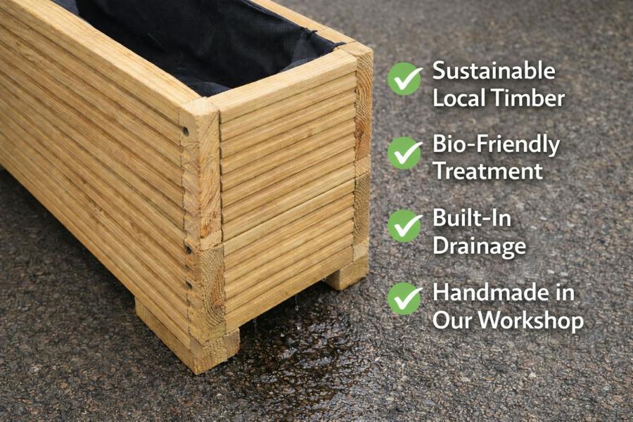 Narrow Decking Garden Trough Planter 20cm wide x 33cm high - Various Lengths