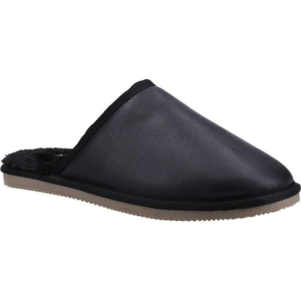 Hush Puppies Mens Coady Leather Slippers - Black