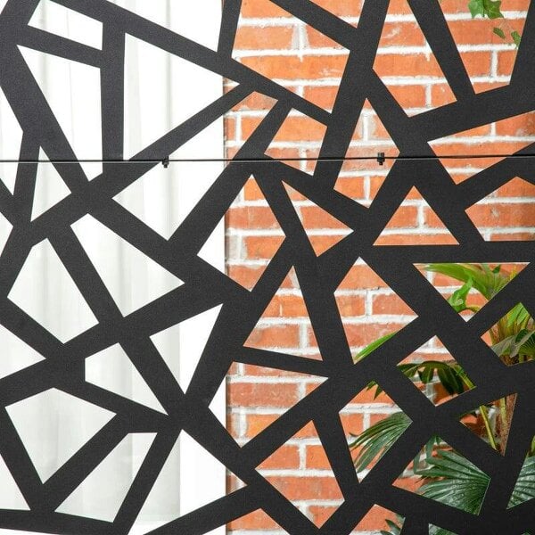 Freestanding Garden Partition Screen Metal Decorative with Expansion Screws, Black