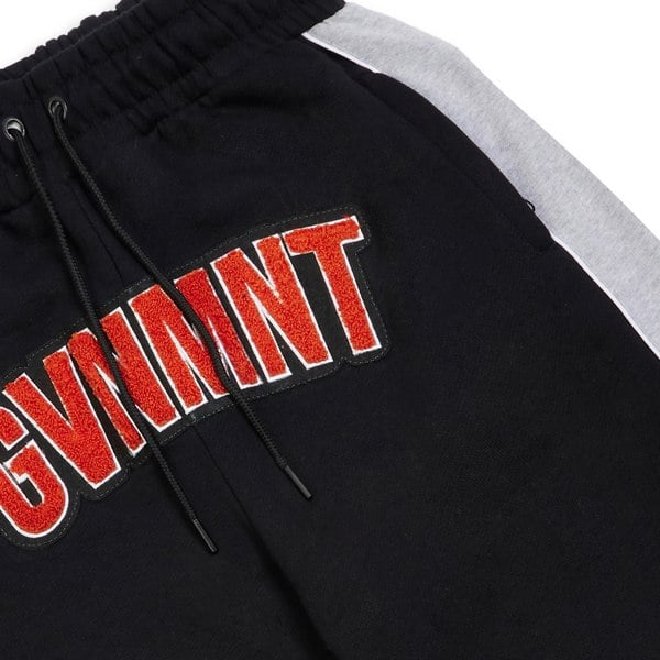 GVNMNT Clothing Co Chenille Varsity Shorts - Black / Grey / Orange