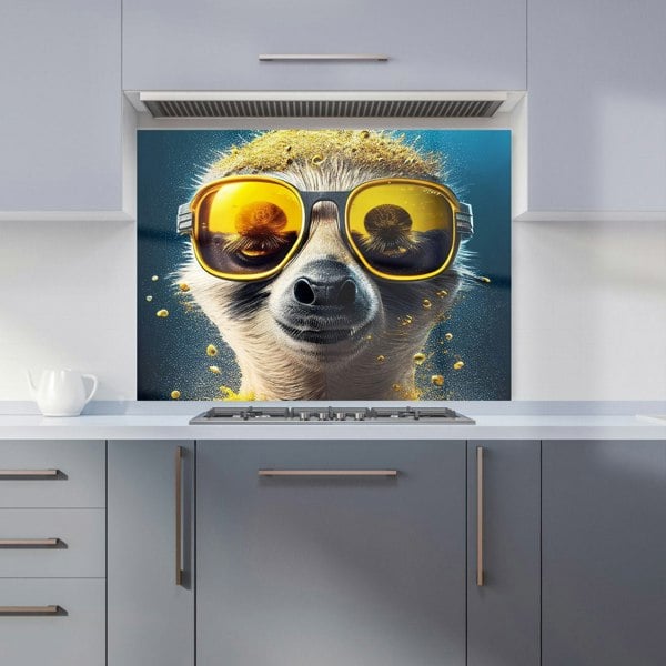 Warren Reed - Designer Meerkat With Golden Glasses Splashart Kitchen Splashback