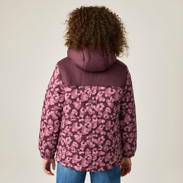 Regatta Kids Lofthouse Leopard Print Padded Jacket - Fig/Violet
