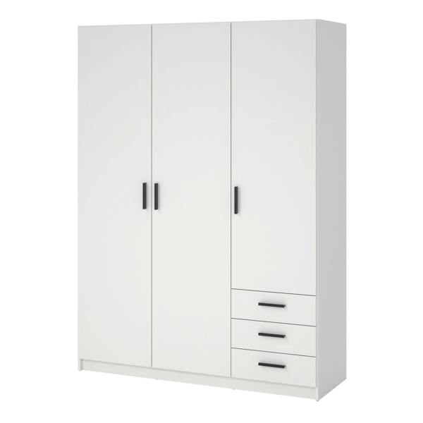 Furniture To Go Sprint Wardrobe with 3 Doors + 3 Drawers in White
