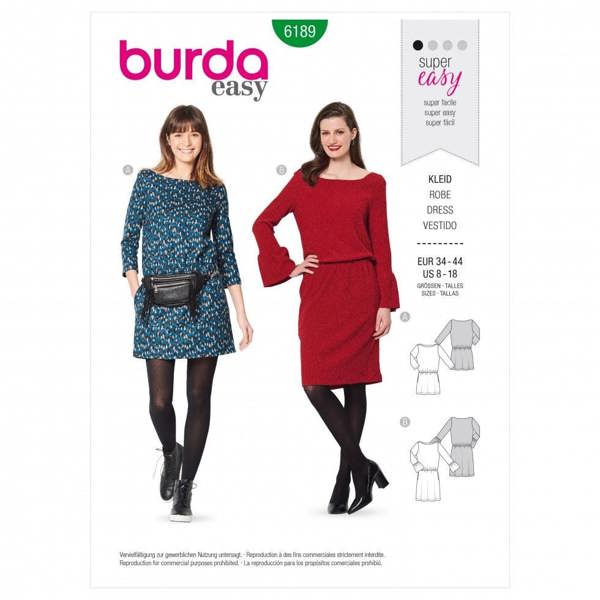 Burda Sewing Pattern 6189 Dresses For Women, 34 to 44 - Easy
