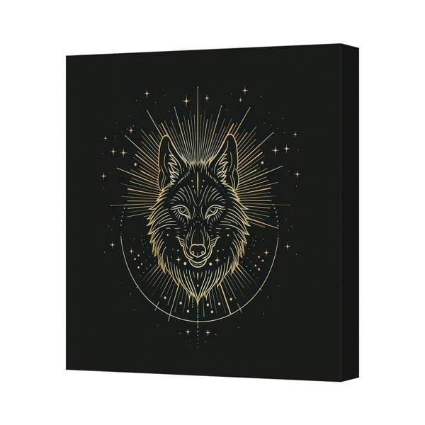 Benjamin Tate Design Gold Geometric Wolf Canvas Art Print On Deep Frame UK Handmade