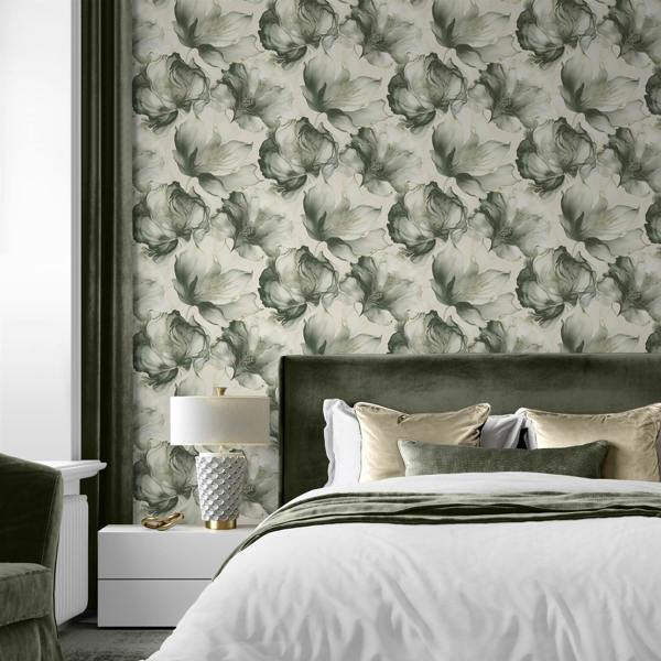 Elysian Floral Green & Gold Wallpaper image 3