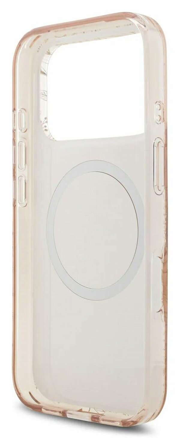 Guess IML Flowers Electro Pearl Strap MagSafe Case for iPhone 17/18 Pro 6.3" Pink - GUHMP18LHCPOFPP