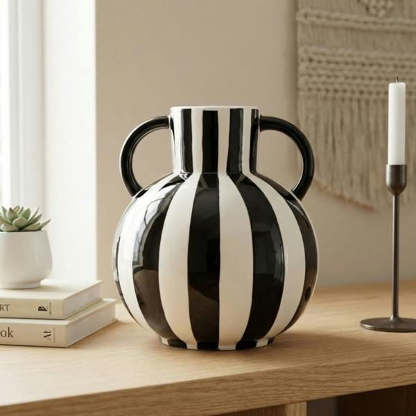 Garden Greatness Abstract Striped Statement Vase