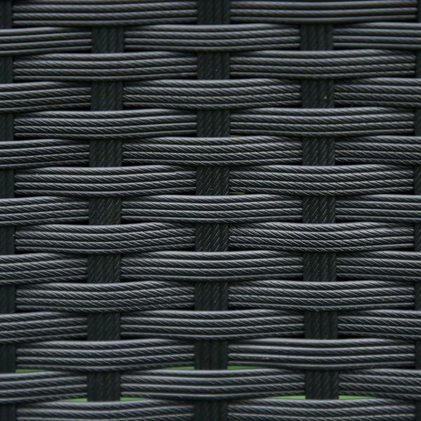 Close-up of black PE rattan weave pattern for outdoor bistro set