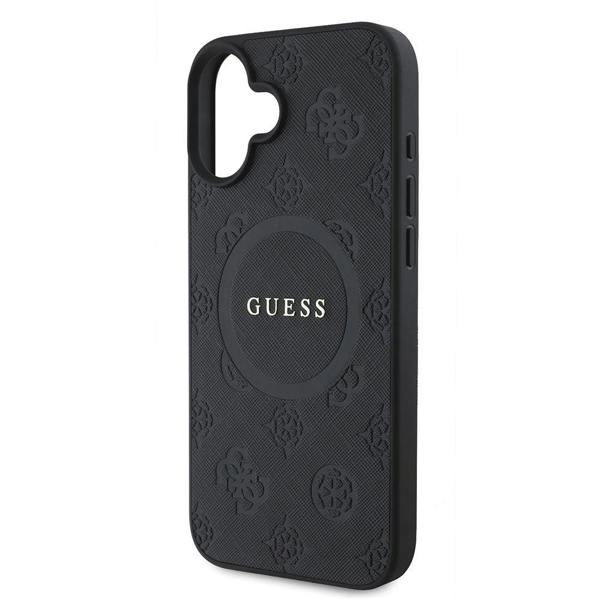 Guess Saffiano Peony Classic Logo Case with MagSafe for iPhone 16 6.1" Black - GUHMP16SAPSMEK