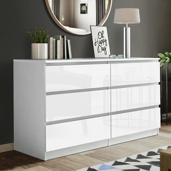 Carlton 6 Drawer Cabinet in Gloss White