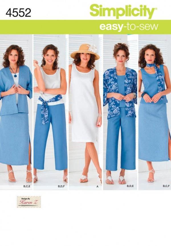 Simplicity Sewing Pattern 4552, Dresses, Jackets, Trousers, Scarves, Skirts, Tops for Women, 10-12-14-16-18 - Easy