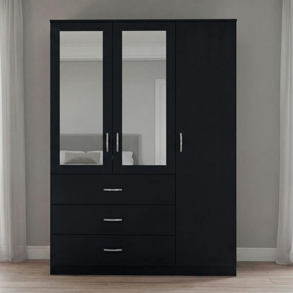 Vida Designs Riano 3 Door 3 Drawer Mirrored Wardrobe