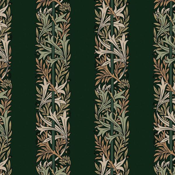 William Morris at Home Love Is Enough Stripe Privet Green Wallpaper