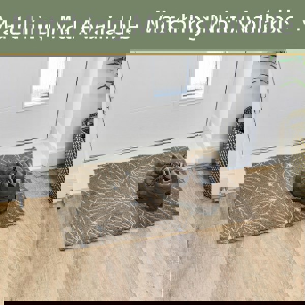 JVL Mega Mat Machine Washable Entrance Runner and Doormat Set, Brown Geo