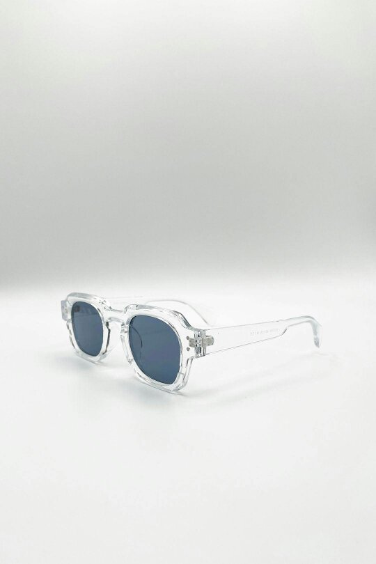 SVNX Angular Wayfarer Sunglasses In Clear
