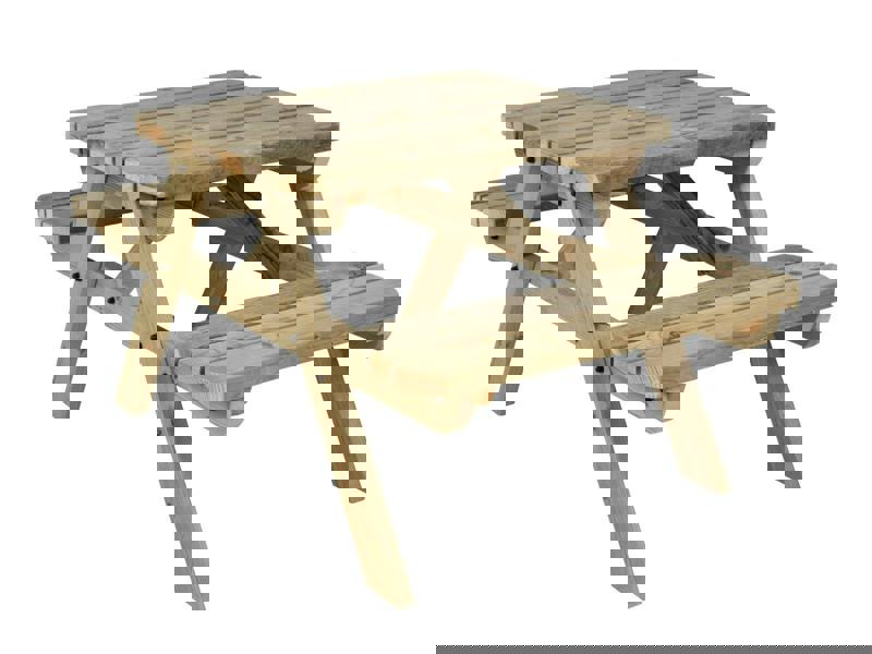 Fortem Rounded Pub Style Picnic Table and Benches Set - Wooden Outdoor Dining Set for Gardens, Patios, and Pubs