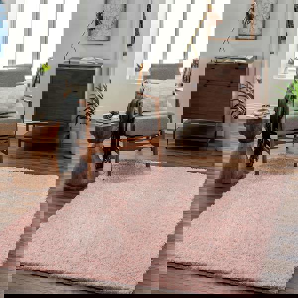 Livabliss Moda Shag-Solid Color Pink Plush Soft Pile Rug