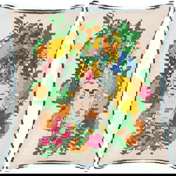 Furn Taormina Piped Floral Cushion Cover - Teal