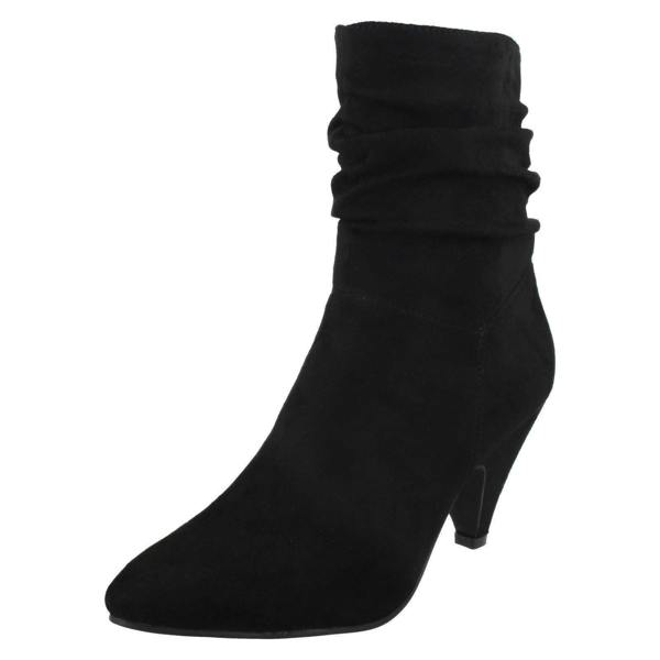 Spot On Ladies Spot On Mid Heel Rouched Ankle Boots F50897