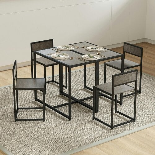 Wyld Haus Zikeba Wooden Grey Wood Effect Compact Dining Table And Chair Set