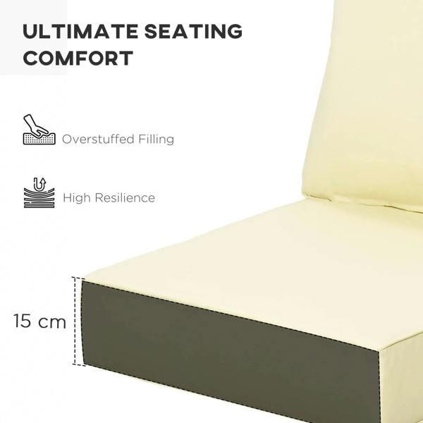 Beige cushion with overstuffed filling and high-resilience support