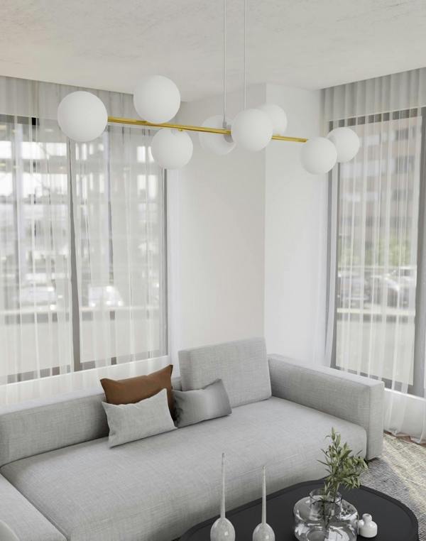Emibig GRAVITY  Pendant lamp 8 x E14 White, Gold with White Shade