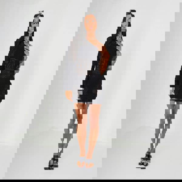 Brave Soul Black One Sleeve Crochet Knit Beach Dress - Black Image 3